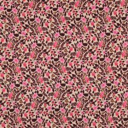 French Terry Digital Blumengeflecht - hellbeige/rot