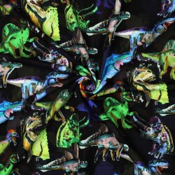 Ganzjahressweat Digital bunte Dinos - schwarz