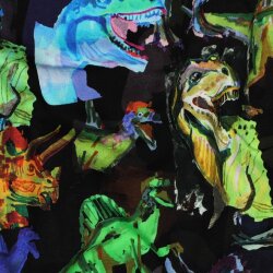 Ganzjahressweat Digital bunte Dinos - schwarz