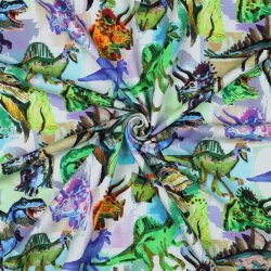 Ganzjahressweat Digital bunte Dinos - weiß