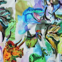 Ganzjahressweat Digital bunte Dinos - weiß
