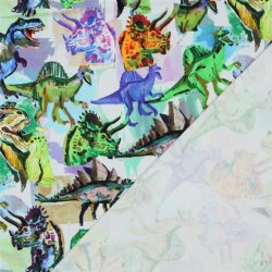 Ganzjahressweat Digital bunte Dinos - weiß