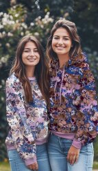 Ganzjahressweat Digital magische Blumen - braun
