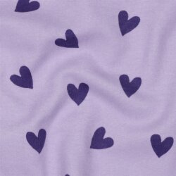 Baumwollflanell Herzen - lavendel