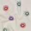 Baumwollflanell Smileys - altweiss/lavendel