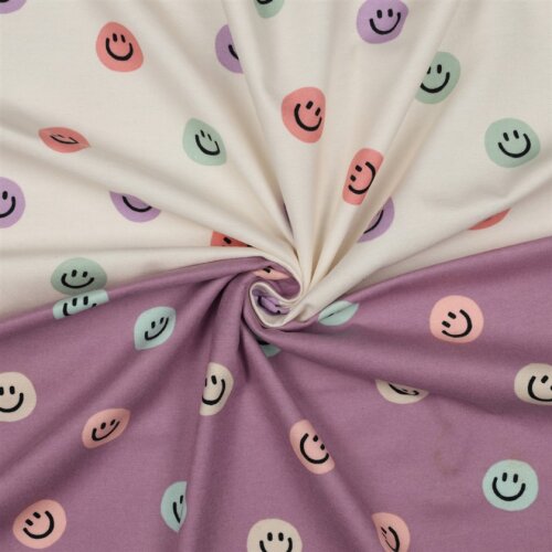 Baumwollflanell Smileys - lavendel