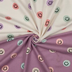 Baumwollflanell Smileys - lavendel
