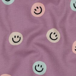 Baumwollflanell Smileys - lavendel