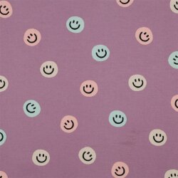 Baumwollflanell Smileys - lavendel