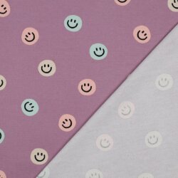 Baumwollflanell Smileys - lavendel