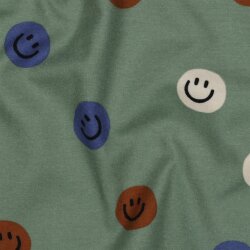 Baumwollflanell Smileys - dunkeloliv