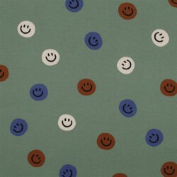 Baumwollflanell Smileys - dunkeloliv