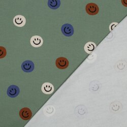Baumwollflanell Smileys - dunkeloliv
