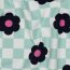 Ganzjahressweat Blumen auf Karo - altweiß/mint