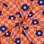 Ganzjahressweat Blumen auf Karo - orange/rosa