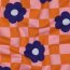 Ganzjahressweat Blumen auf Karo - orange/rosa