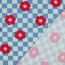 Ganzjahressweat Blumen auf Karo - hellblau/himmelblau