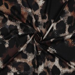 Polyesterjersey Digital große Leotupfen - braun