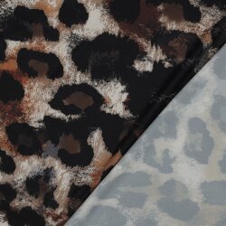 Polyesterjersey Digital große Leotupfen - braun