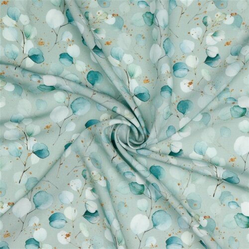 Viskose Popeline Digital Eukalyptus - salbei