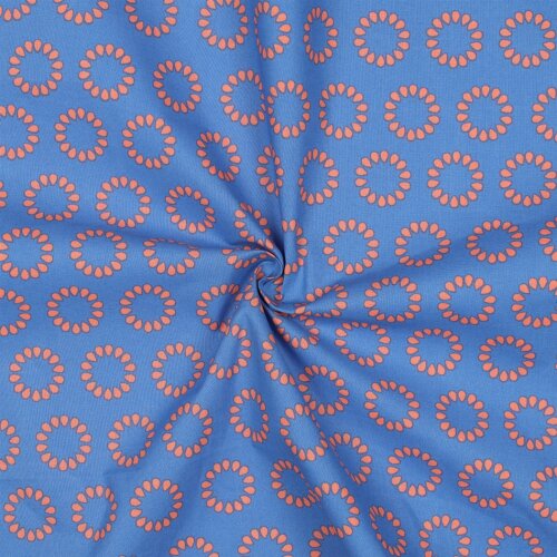 Beschichtete Baumwolle Tropfen Kreise - helljeansblau