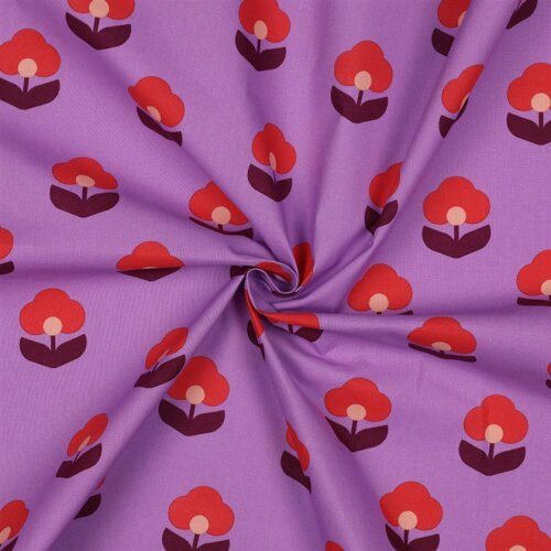 Beschichtete Baumwolle Retro Blumen - lavendel