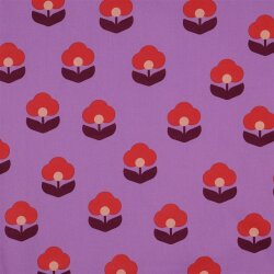Beschichtete Baumwolle Retro Blumen - lavendel