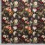 Polyester Satin Samt kleine Blumen - schwarz