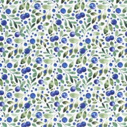 Interieurstoff  Digital Panama Blaubeeren - weiß