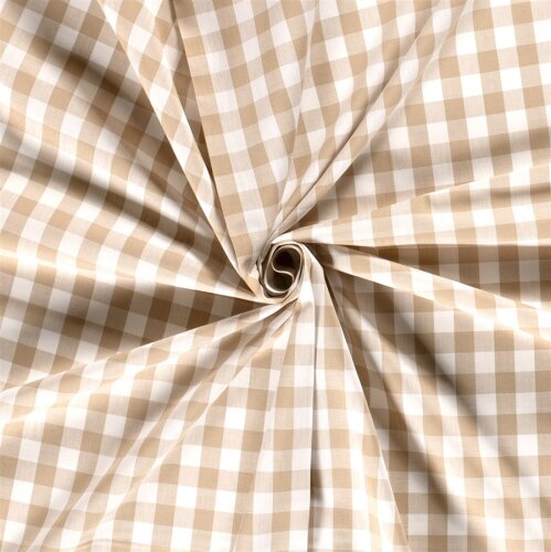 Baumwollpopeline garngefärbt Vichy Karo 18mm - beige