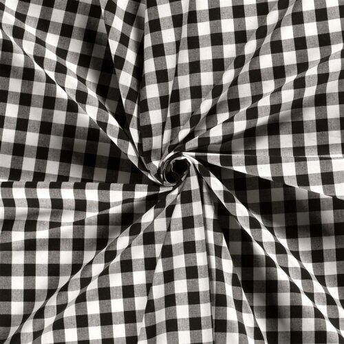 Baumwollpopeline garngefärbt Vichy Karo 18mm - schwarz