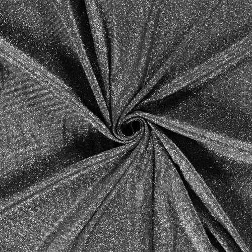 Polyesterjersey Glitzer Uni - schwarz