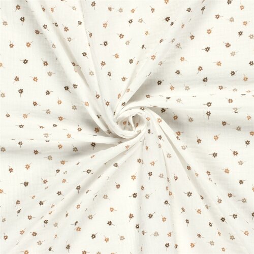 Musselin PRINTED FLOWERS - creme