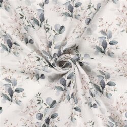 Musselin Digital Eukalyptus Blätter - wollweiss - creme