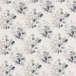 Musselin Digital Eukalyptus Blätter - wollweiss - creme