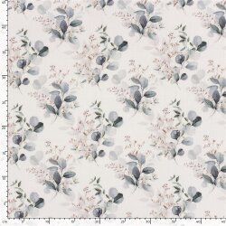 Musselin Digital Eukalyptus Blätter - wollweiss - creme