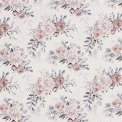 Musselin Digital Rosen - wollweiss - creme