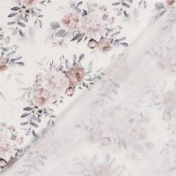 Musselin Digital Rosen - wollweiss - creme
