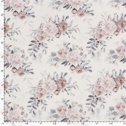 Musselin Digital Rosen - wollweiss - creme