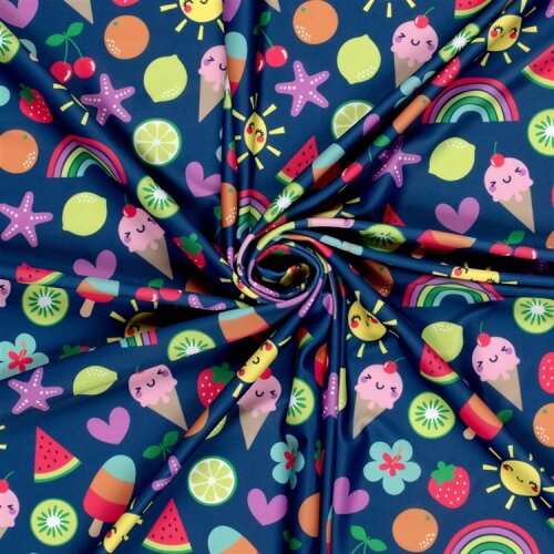 Funktions und Badeanzugstoff LSF50 Recycled Sommerzeit - stahlblau