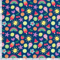 Funktions und Badeanzugstoff LSF50 Recycled Sommerzeit - stahlblau