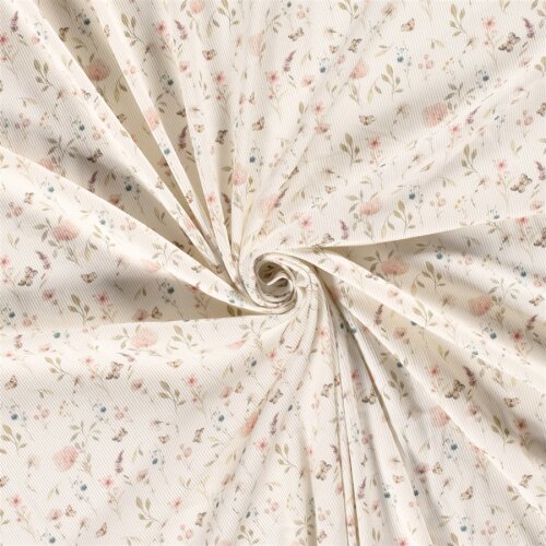 Rippenjersey Digital Blumen- creme