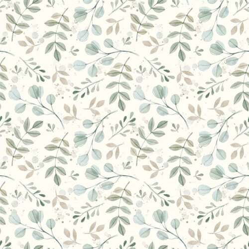 Baumwolljersey Digital Organic Blätterregen - creme