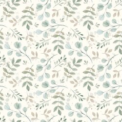 Baumwolljersey Digital Organic Blätterregen - creme