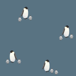 French Terry Digital Organic Pinguine- indigo