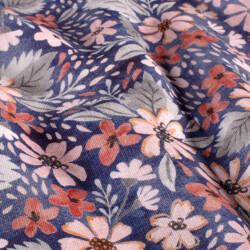 Wintersweat Digital buntes Blumenfeld - dunkelblau