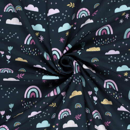 Softshell Digital Blumen und Regenbogen - nachtblau