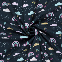Softshell Digital Blumen und Regenbogen - nachtblau
