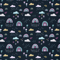 Softshell Digital Blumen und Regenbogen - nachtblau