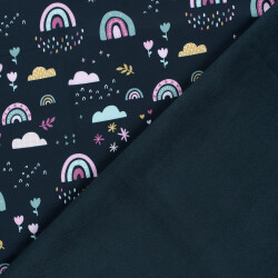 Softshell Digital Blumen und Regenbogen - nachtblau